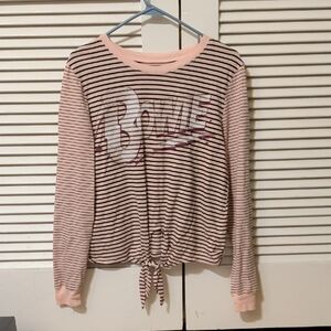Striped Long Sleeve Top with Graphic